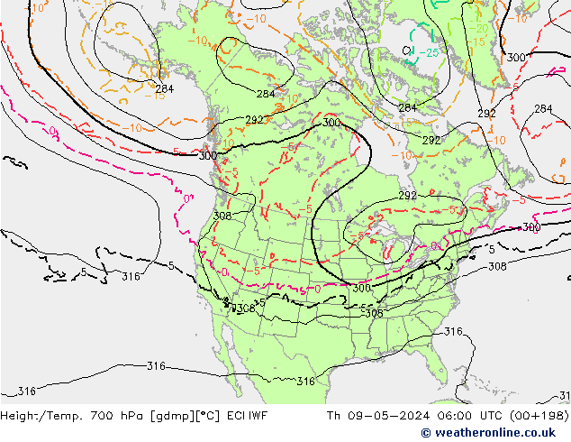 Height/Temp. 700 hPa ECMWF Th 09.05.2024 06 UTC