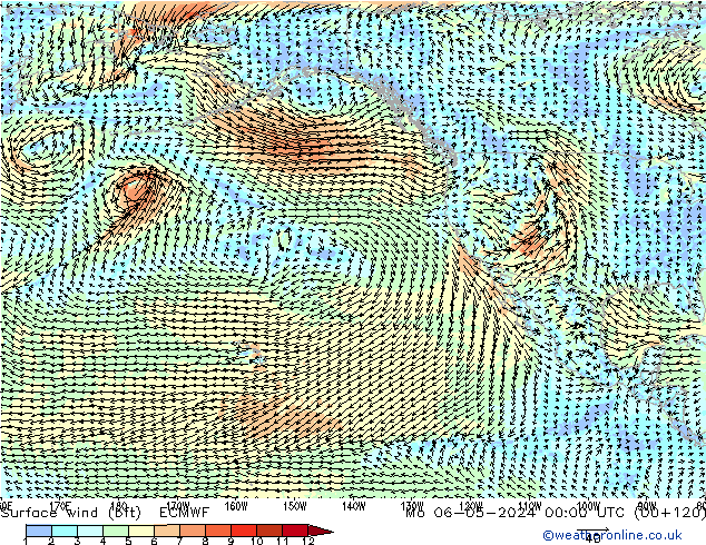 Wind 10 m (bft) ECMWF ma 06.05.2024 00 UTC