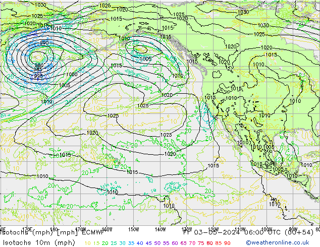 Isotachs (mph) ECMWF Fr 03.05.2024 06 UTC