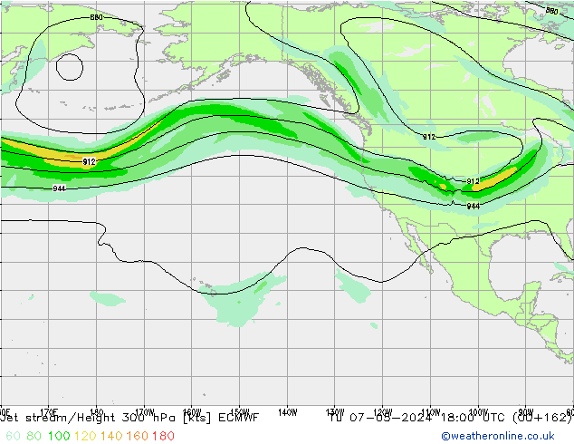 Jet stream/Height 300 hPa ECMWF Tu 07.05.2024 18 UTC