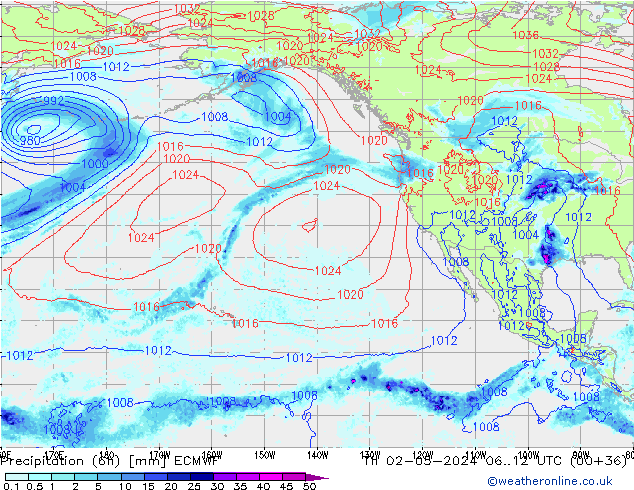 Z500/Rain (+SLP)/Z850 ECMWF Th 02.05.2024 12 UTC