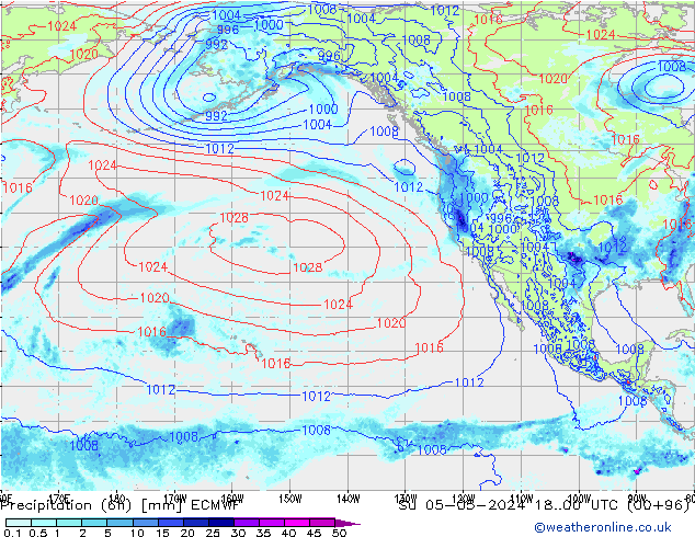 Z500/Rain (+SLP)/Z850 ECMWF Su 05.05.2024 00 UTC