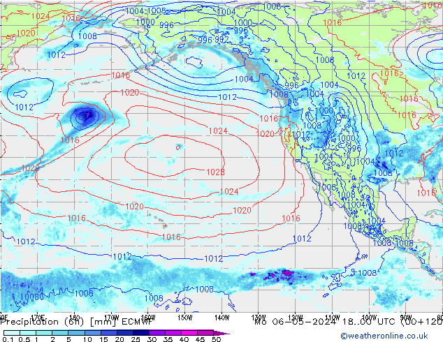 Z500/Rain (+SLP)/Z850 ECMWF pon. 06.05.2024 00 UTC