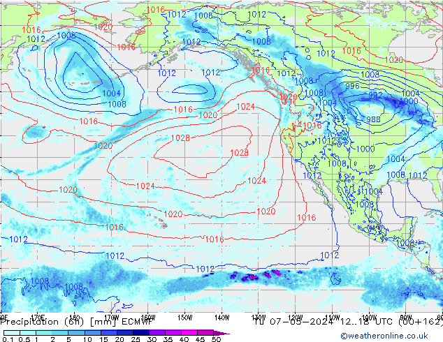 Z500/Rain (+SLP)/Z850 ECMWF Út 07.05.2024 18 UTC