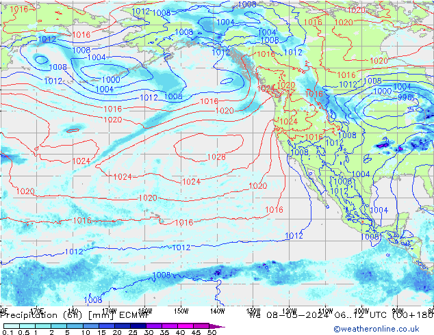 Z500/Regen(+SLP)/Z850 ECMWF wo 08.05.2024 12 UTC