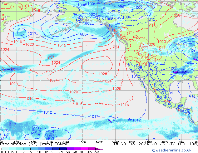 Precipitation (6h) ECMWF Th 09.05.2024 06 UTC