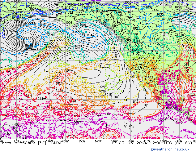 Theta-e 850hPa ECMWF pt. 03.05.2024 12 UTC