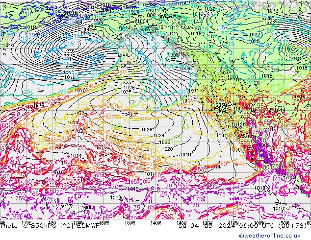 Theta-e 850hPa ECMWF za 04.05.2024 06 UTC