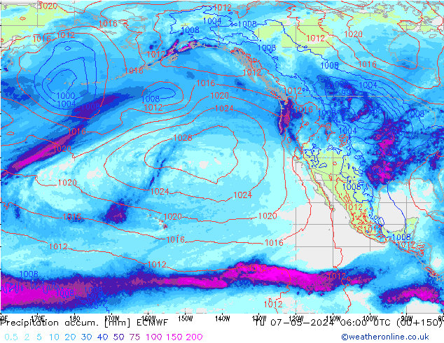 Precipitation accum. ECMWF Tu 07.05.2024 06 UTC