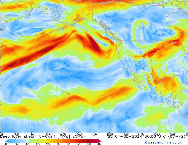 Deep layer shear (0-6km) ECMWF Sa 04.05.2024 00 UTC