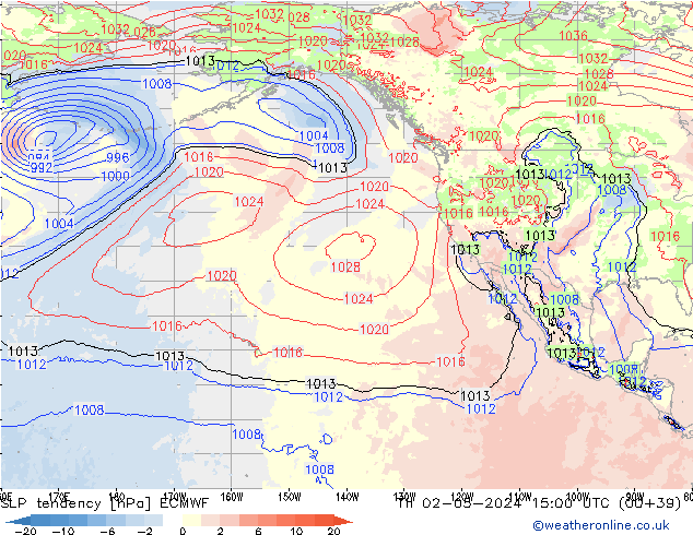 Tendenza di Pressione ECMWF gio 02.05.2024 15 UTC