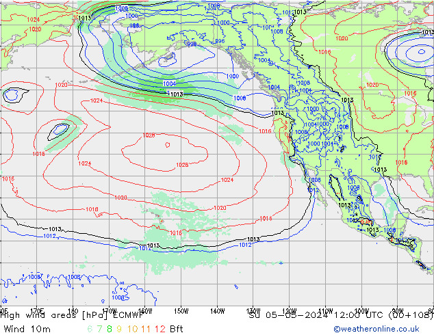 High wind areas ECMWF Su 05.05.2024 12 UTC