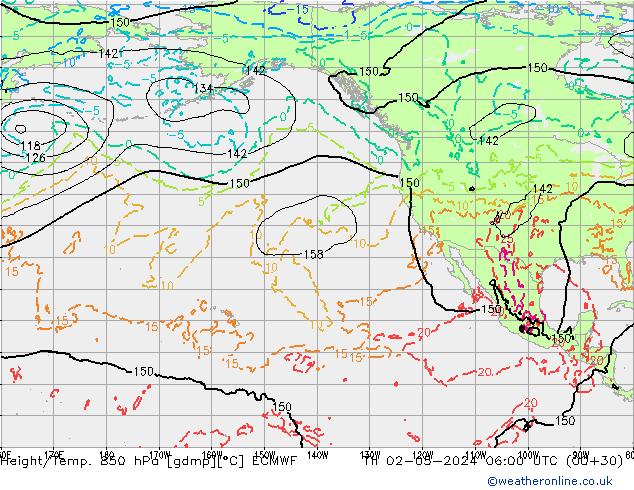 Z500/Rain (+SLP)/Z850 ECMWF gio 02.05.2024 06 UTC