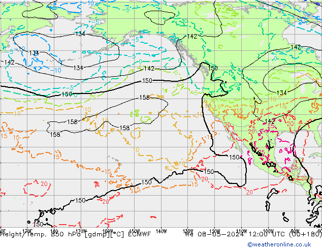 Z500/Regen(+SLP)/Z850 ECMWF wo 08.05.2024 12 UTC