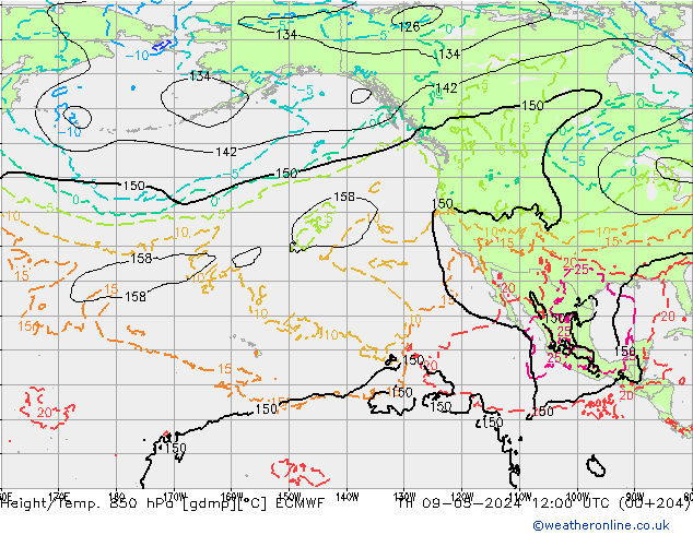 Z500/Rain (+SLP)/Z850 ECMWF чт 09.05.2024 12 UTC