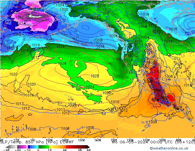 SLP/Temp. 850 hPa ECMWF ma 06.05.2024 00 UTC