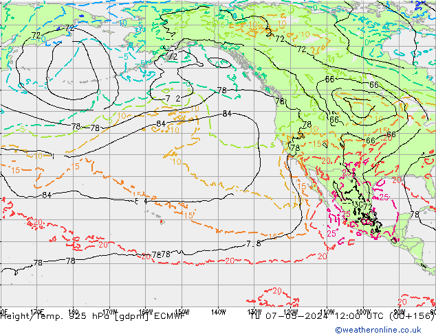 Height/Temp. 925 hPa ECMWF Tu 07.05.2024 12 UTC