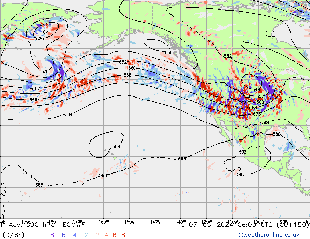 T-Adv. 500 hPa ECMWF Sa 07.05.2024 06 UTC