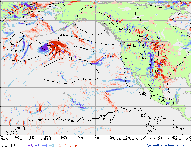 T-Adv. 850 hPa ECMWF Po 06.05.2024 12 UTC