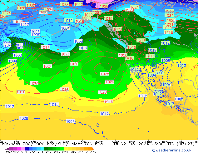 Thck 700-1000 hPa ECMWF jeu 02.05.2024 03 UTC