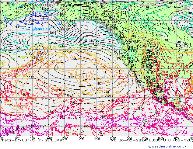 Theta-e 700hPa ECMWF Mo 06.05.2024 00 UTC