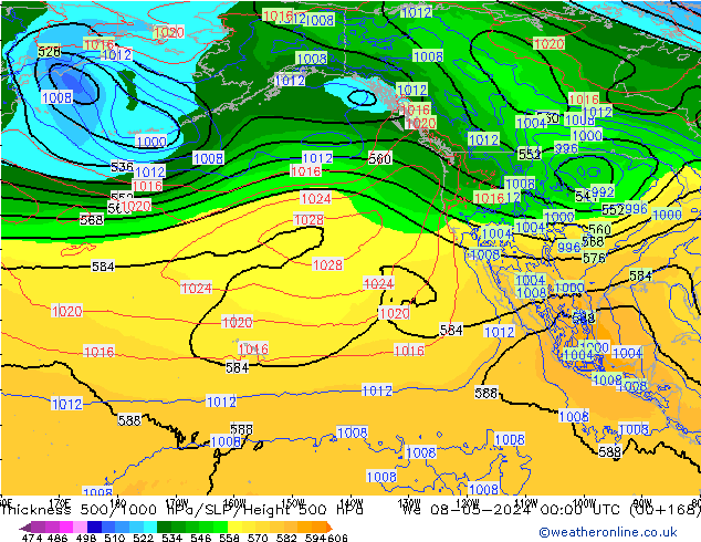 Thck 500-1000гПа ECMWF ср 08.05.2024 00 UTC