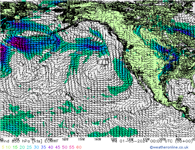 Wind 850 hPa ECMWF We 01.05.2024 00 UTC