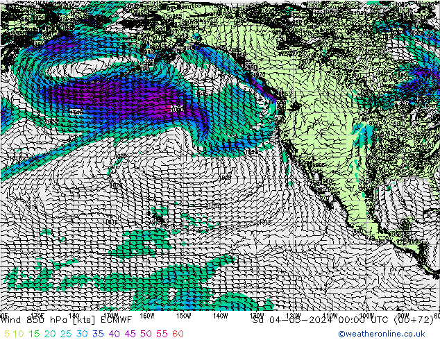 Vento 850 hPa ECMWF sab 04.05.2024 00 UTC