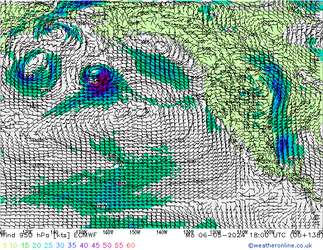 Wind 950 hPa ECMWF Mo 06.05.2024 18 UTC