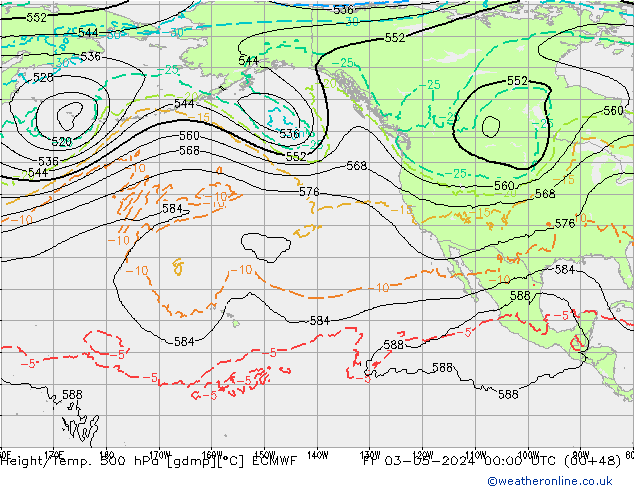 Z500/Rain (+SLP)/Z850 ECMWF пт 03.05.2024 00 UTC