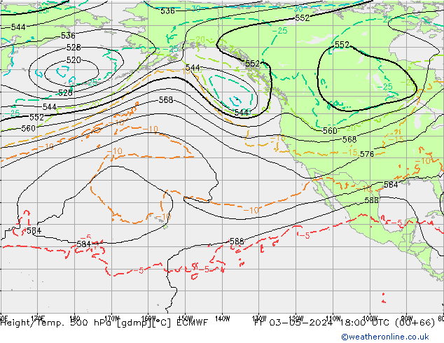 Z500/Rain (+SLP)/Z850 ECMWF пт 03.05.2024 18 UTC