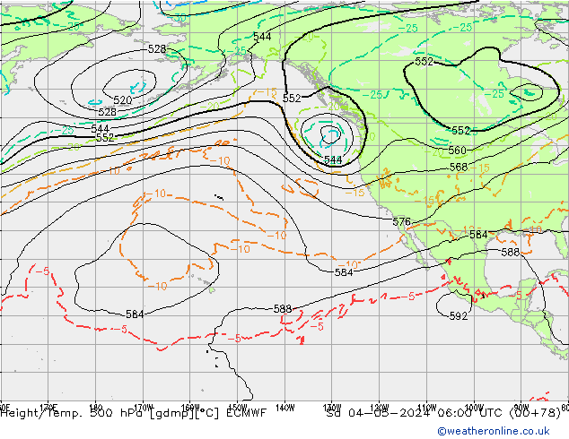 Z500/Rain (+SLP)/Z850 ECMWF Sa 04.05.2024 06 UTC