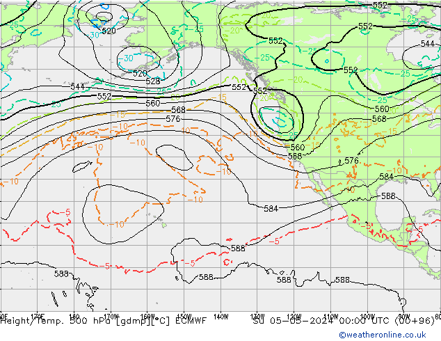 Z500/Rain (+SLP)/Z850 ECMWF Su 05.05.2024 00 UTC