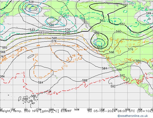 Z500/Rain (+SLP)/Z850 ECMWF Dom 05.05.2024 06 UTC