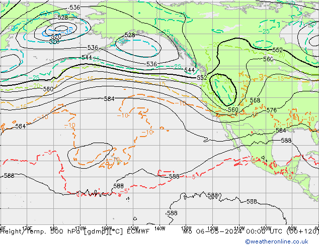 Height/Temp. 500 hPa ECMWF Mo 06.05.2024 00 UTC