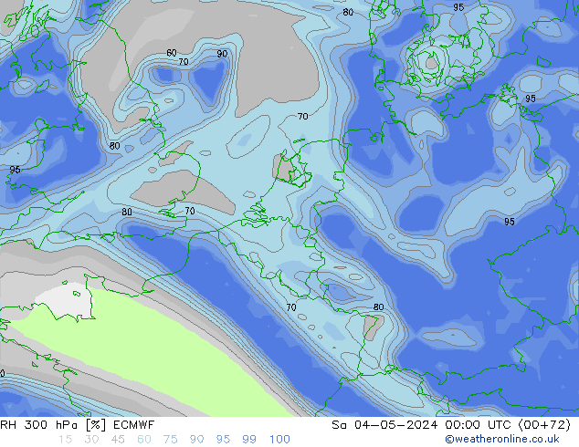 RH 300 hPa ECMWF Sa 04.05.2024 00 UTC