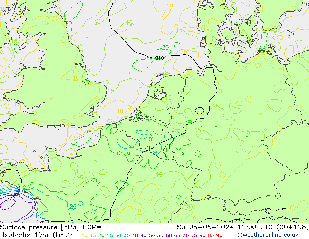 Isotachs (kph) ECMWF Su 05.05.2024 12 UTC