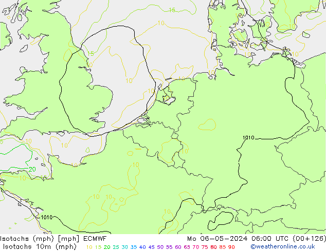 Isotaca (mph) ECMWF lun 06.05.2024 06 UTC