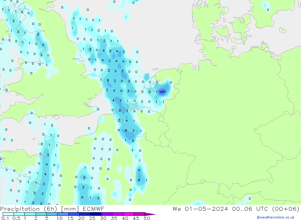 Z500/Rain (+SLP)/Z850 ECMWF mer 01.05.2024 06 UTC