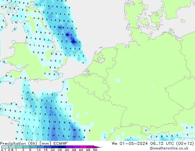 Z500/Rain (+SLP)/Z850 ECMWF mer 01.05.2024 12 UTC