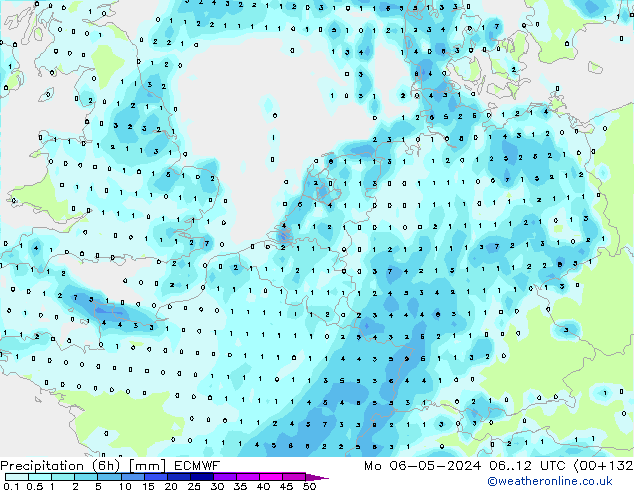 Z500/Yağmur (+YB)/Z850 ECMWF Pzt 06.05.2024 12 UTC