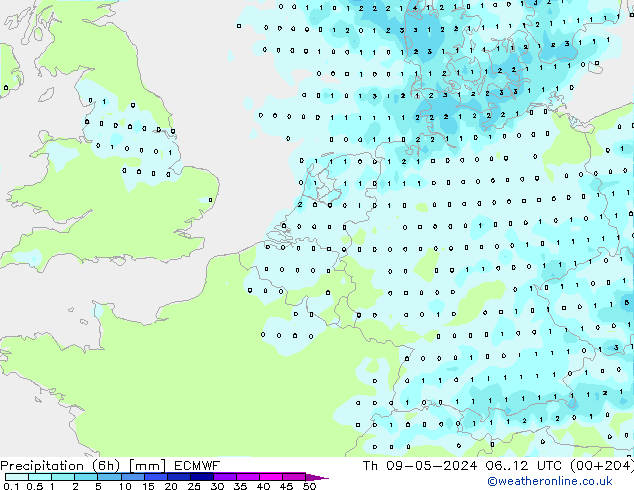 Z500/Rain (+SLP)/Z850 ECMWF Th 09.05.2024 12 UTC