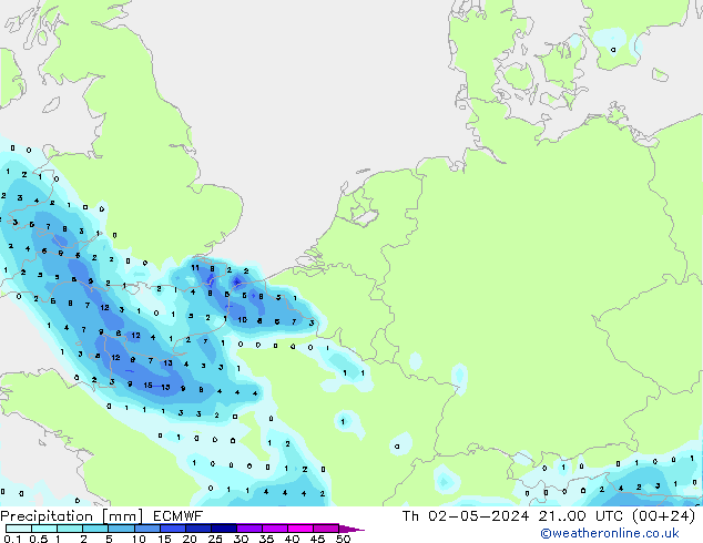 Precipitation ECMWF Th 02.05.2024 00 UTC