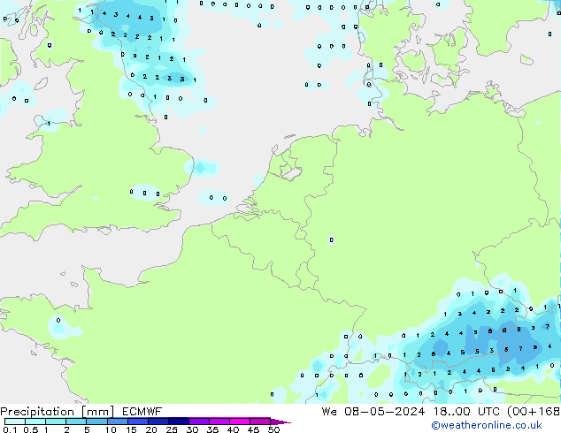 Precipitazione ECMWF mer 08.05.2024 00 UTC