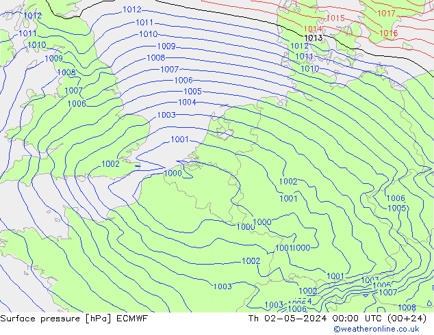 Bodendruck ECMWF Do 02.05.2024 00 UTC