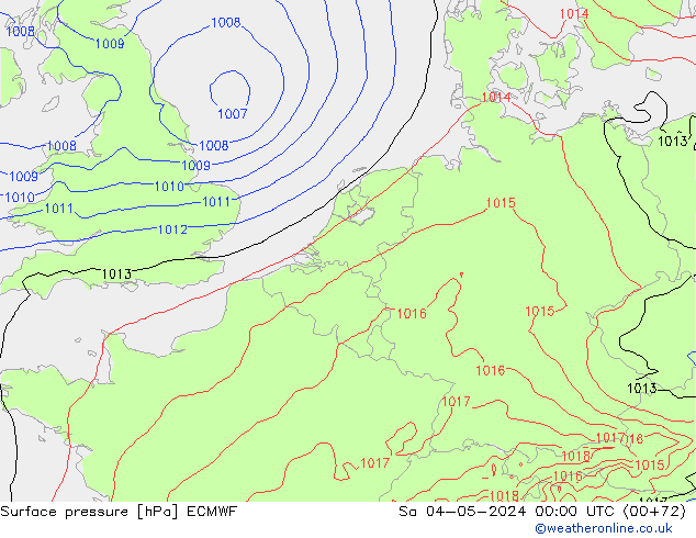 Surface pressure ECMWF Sa 04.05.2024 00 UTC