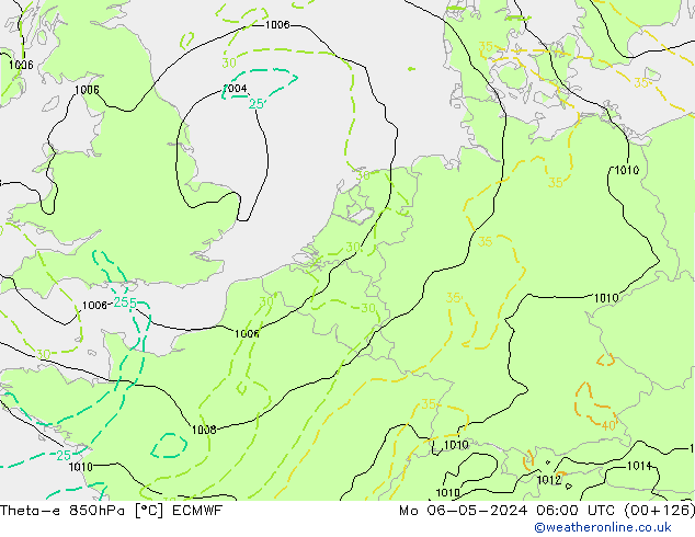 Theta-e 850hPa ECMWF Mo 06.05.2024 06 UTC