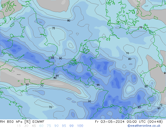 RH 850 hPa ECMWF Fr 03.05.2024 00 UTC