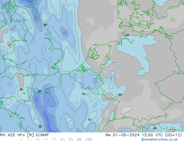 RH 925 hPa ECMWF We 01.05.2024 12 UTC