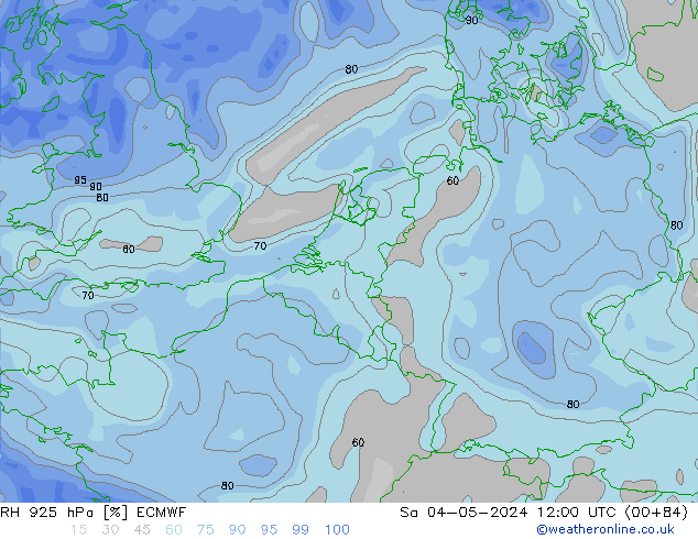 RH 925 hPa ECMWF sab 04.05.2024 12 UTC